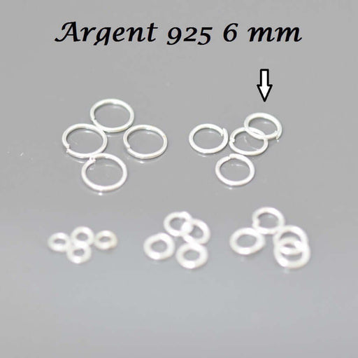 Vente 5 anneaux plaqué argent 925 ouverts x5 6 mm apprêts bijoux pour la jonction de chaine breloques ou fermoirs