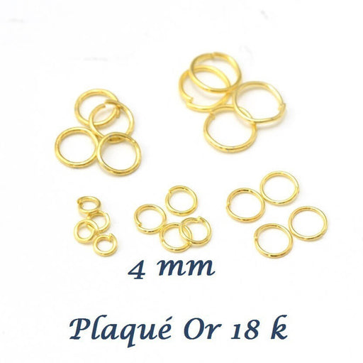 Vente au détail 10 anneaux de jonction 4mm plaqué or 18 k GF ouverts apprêts bijoux pour chaines et bijoux plaqué or 18 k