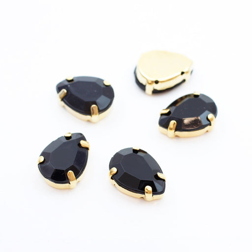 Acheter perles strass sertis gouttes noires 10x14mm x5 unités à coudre ou coller Strass en verre