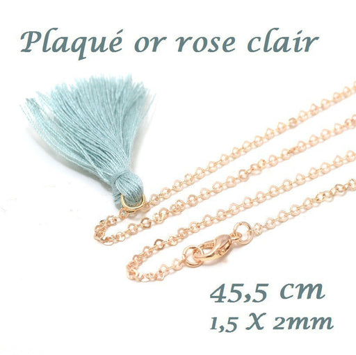 Achat en gros chaine 45,5 cm plaqué or 18 k or rose claircollier complet maille forcat 2x1.5 mm avec fermoir, a porter en ras du cou