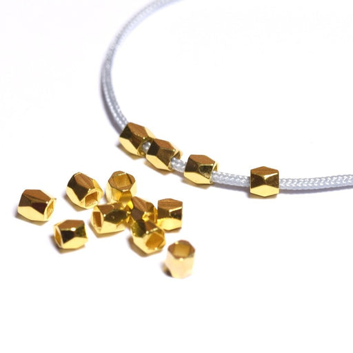 Vente en gros X20 perles octogonales métallisées laitondorét 3x2,5mm pour bracelet collier sautoir BO