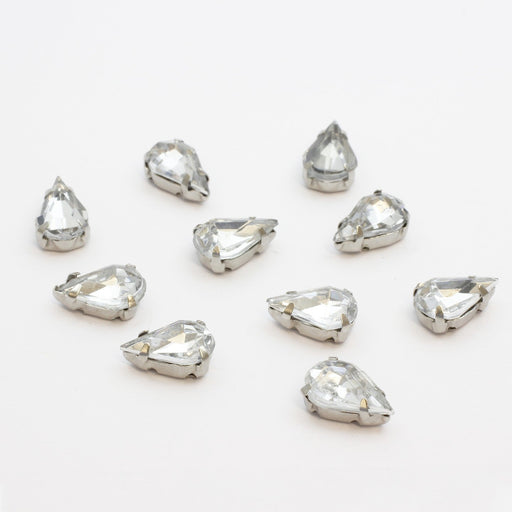 Achat perles strass sertis x10 gouttes crystal 10x6mm à coudre ou coller Strass en verre