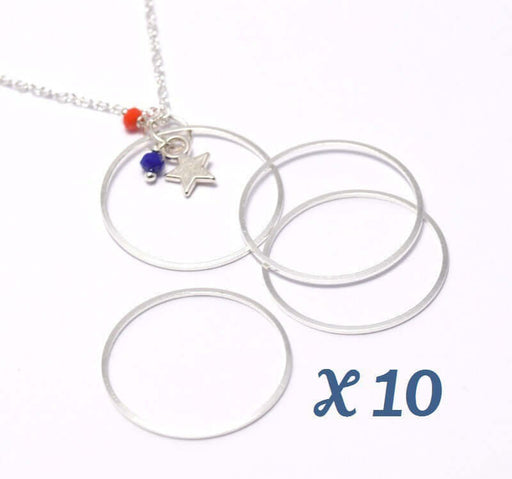 Vente 10 anneaux connecteurs 25mm x 1 mm argenté connecteurs bijoux par 10 unités