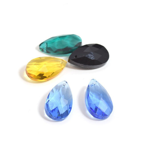Creez avec Perles en verre gouttes X2 facettes verre bleu saphir clair 22 X 13 mm pour BO pendentif accessoires bijoux