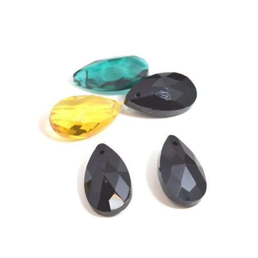 Acheter au détail Perles en verre gouttes X2 facettes verre noir ébène 22 X 13 mm pour BO pendentif accessoires bijoux