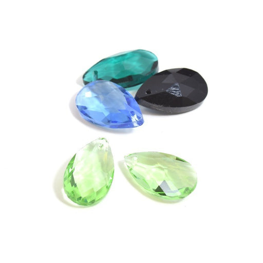 Vente Perles en verre gouttes X2 facettes verre couleur vert clair 22 X 13 mm pour BO pendentif accessoires bijoux