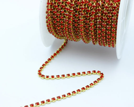 Acheter chaine à strass x30cm rouge jacinthe 2mm création de bijoux