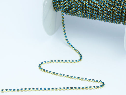 Acheter en gros chaine strass x30 cm bleu zircon 2mm création de bijoux