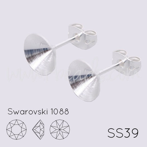 Serti boucle d'oreilles coniques pour Cristal 1088 SS39 argenté (2) - LaMercerieDesCopines
