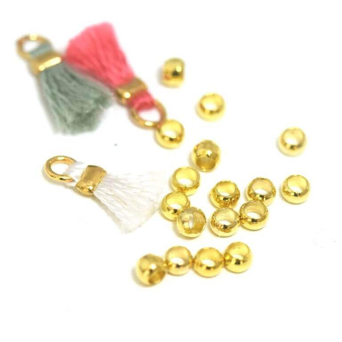 Perlen, um Edelstahl zu zerquetschen Gold 2,2 mm Loch: 1,7 mm (10)