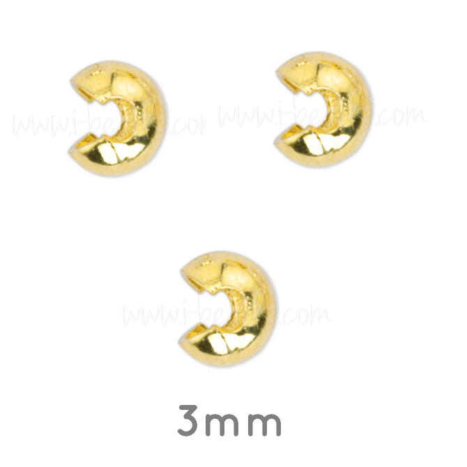 Caches Perles à Ecraser Métal Doré Qualité 3mm (10)