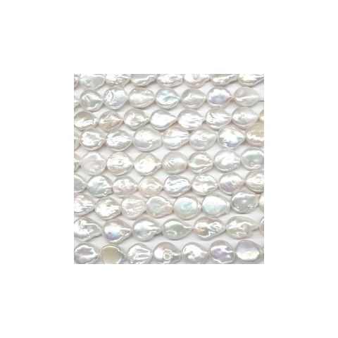 Creez Perles d'eau douce disque blanc 10-15mm (4) (4 perles)
