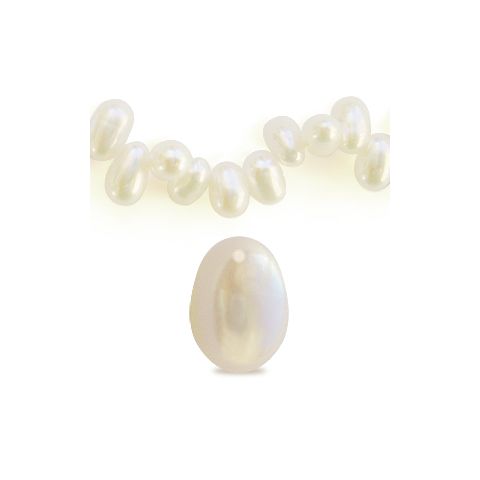 Vente Perles d'eau douce ovales blanc 4x5mm (10)