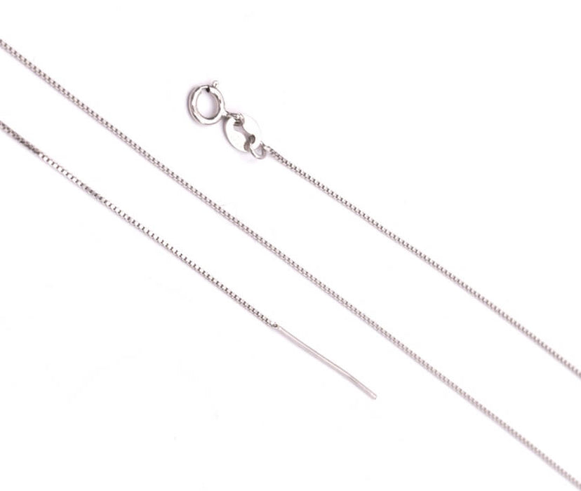 Kette feiner Halskette Quadrat 0.8mm Silber 925 Rhodium Platin für Perlen 45 cm (1)