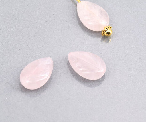 Acheter Perles sculptées feuille quartz rose 12x8mm, trou 0,8mm (4)