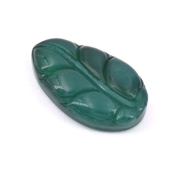 Creez Feuille sculptée en jade verte teintée 28x17mm, Grigri ou à sertir (1)