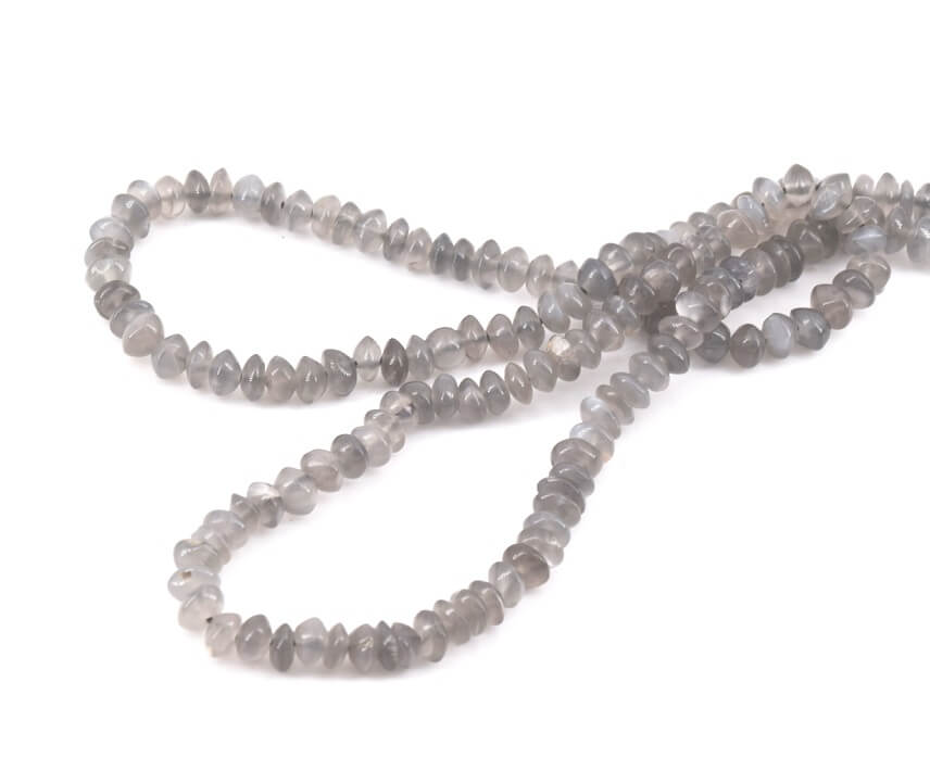 Heishi Perlen Rondellen Doppelkegel Grau MONDSTEIN 4mm (1 Reihe)