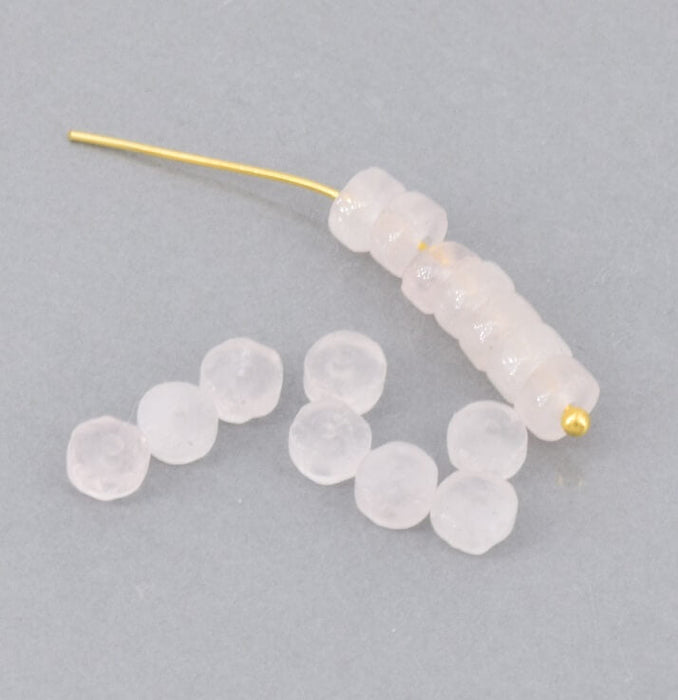 Heishi-Rondelle-Perlen aus weißem Quarz, 4 x 2 mm – Loch 0,7 mm (10)