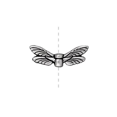 Perle ailes de libellule métal plaqué argent vieilli 20mm (1)